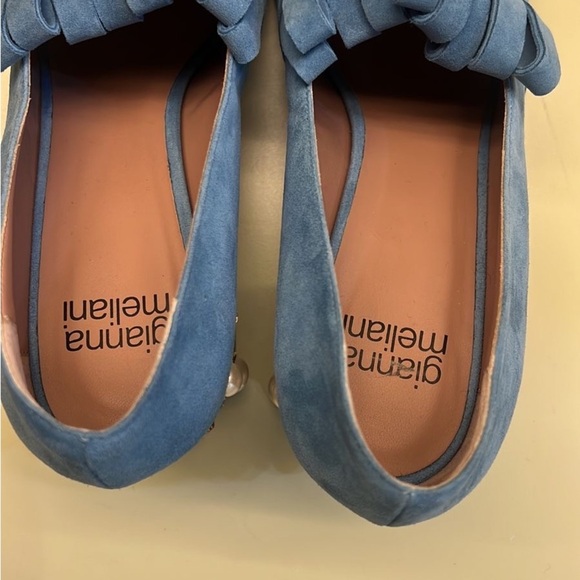 GIANNA MELANI MADE IN ITALY SUEDE LEATHER Dusty Blue Fringe shoes - Picture 5 of 11